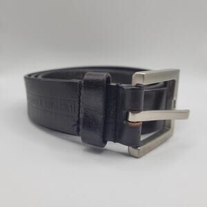 Marithe Francois Girbaud Belt 38 Black Leather Antique Logo Square Buckle 90s